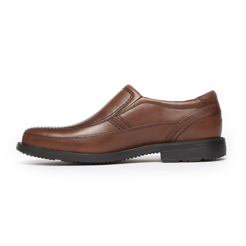 Rockport Mens Slip-On Brown - Style Leader 2 Bike Toe - UK 538-HZWVOQ